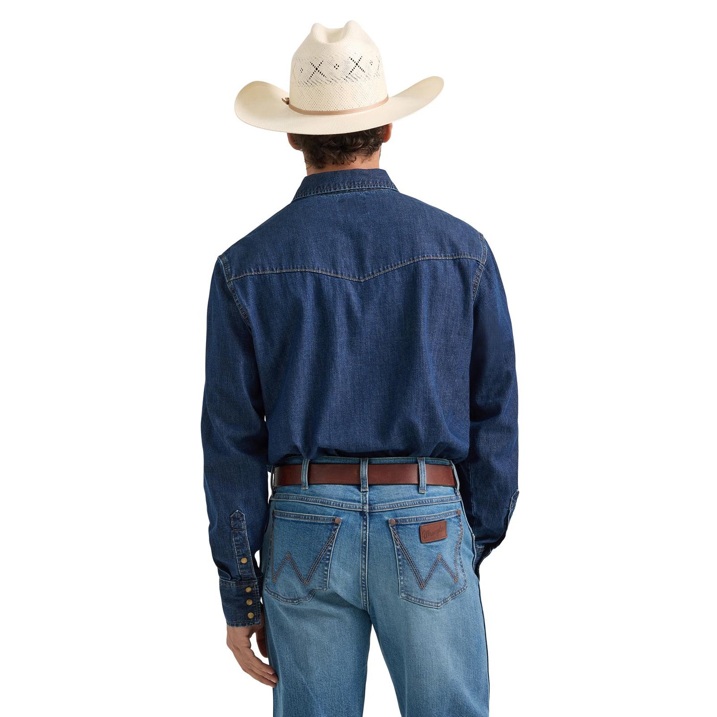 Men's Wrangler® Classic Denim Western Snap Shirt - Dark Denim