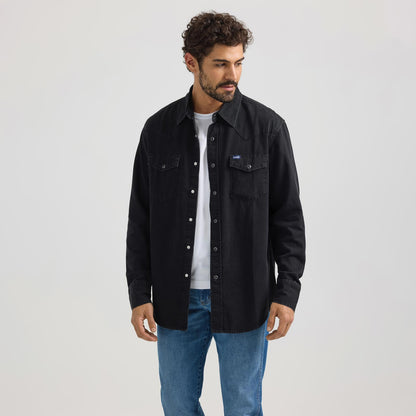 Men's Wrangler® Classic Denim Western Snap Shirt - Black Denim