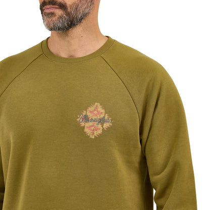 Wrangler® Men's Crew Pullover Sweatshirt - Regular Fit - Olive Drab