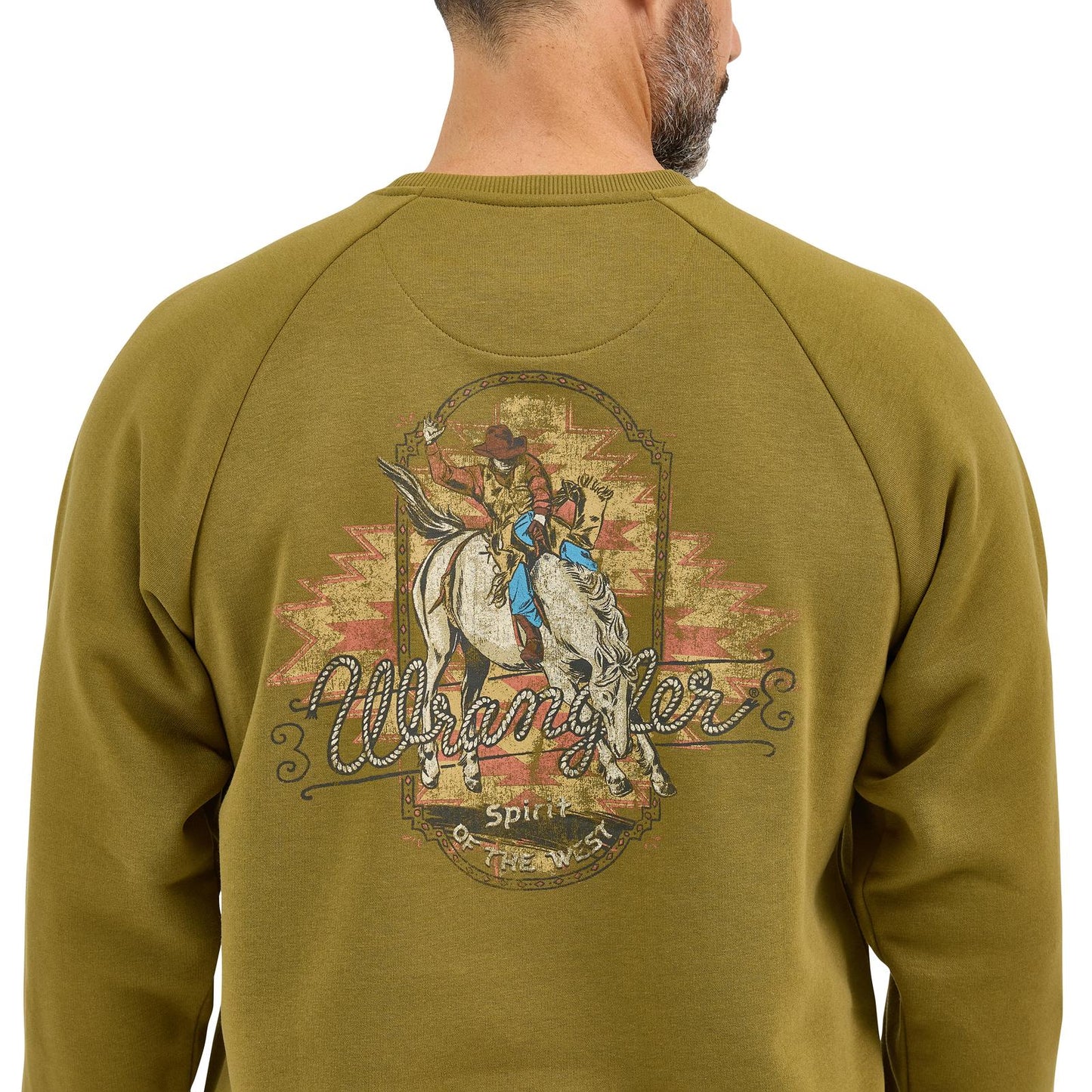 Wrangler® Men's Crew Pullover Sweatshirt - Regular Fit - Olive Drab