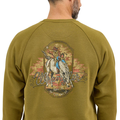 Wrangler® Men's Crew Pullover Sweatshirt - Regular Fit - Olive Drab