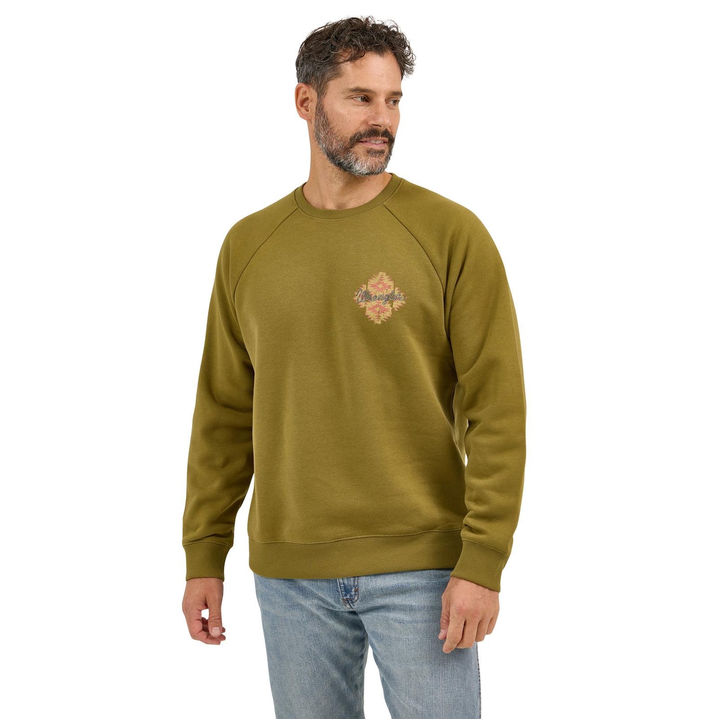 Wrangler® Men's Crew Pullover Sweatshirt - Regular Fit - Olive Drab