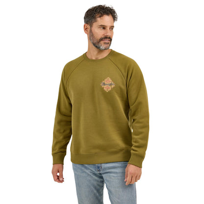 Wrangler® Men's Crew Pullover Sweatshirt - Regular Fit - Olive Drab