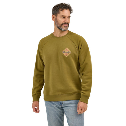 Wrangler® Men's Crew Pullover Sweatshirt - Regular Fit - Olive Drab