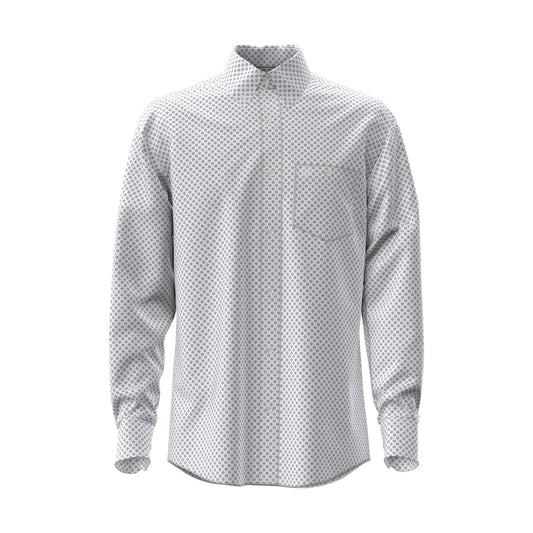 Wrangler® Men Classic Long Sleeve Shirt - Relaxed Fit - White/Burgundy