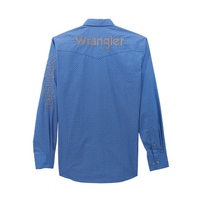 Wrangler® Men's Logo Long Sleeve Shirt - Buttons - True Blue