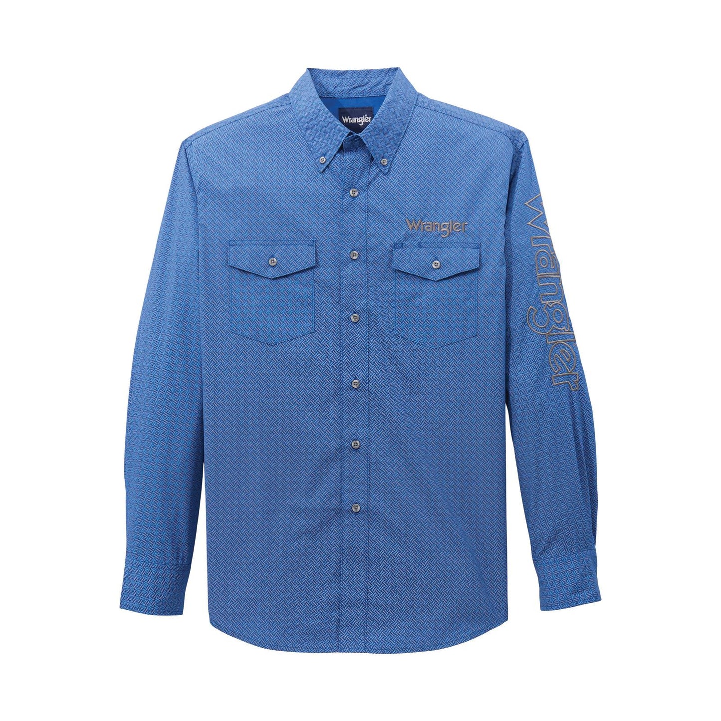 Wrangler® Men's Logo Long Sleeve Shirt - Buttons - True Blue