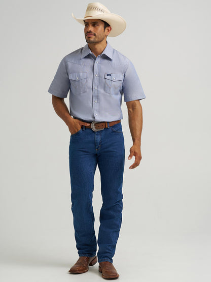 Wrangler® Western Chambray Short Sleeve Workshirt - Classic Fit - Chambray-70131MW