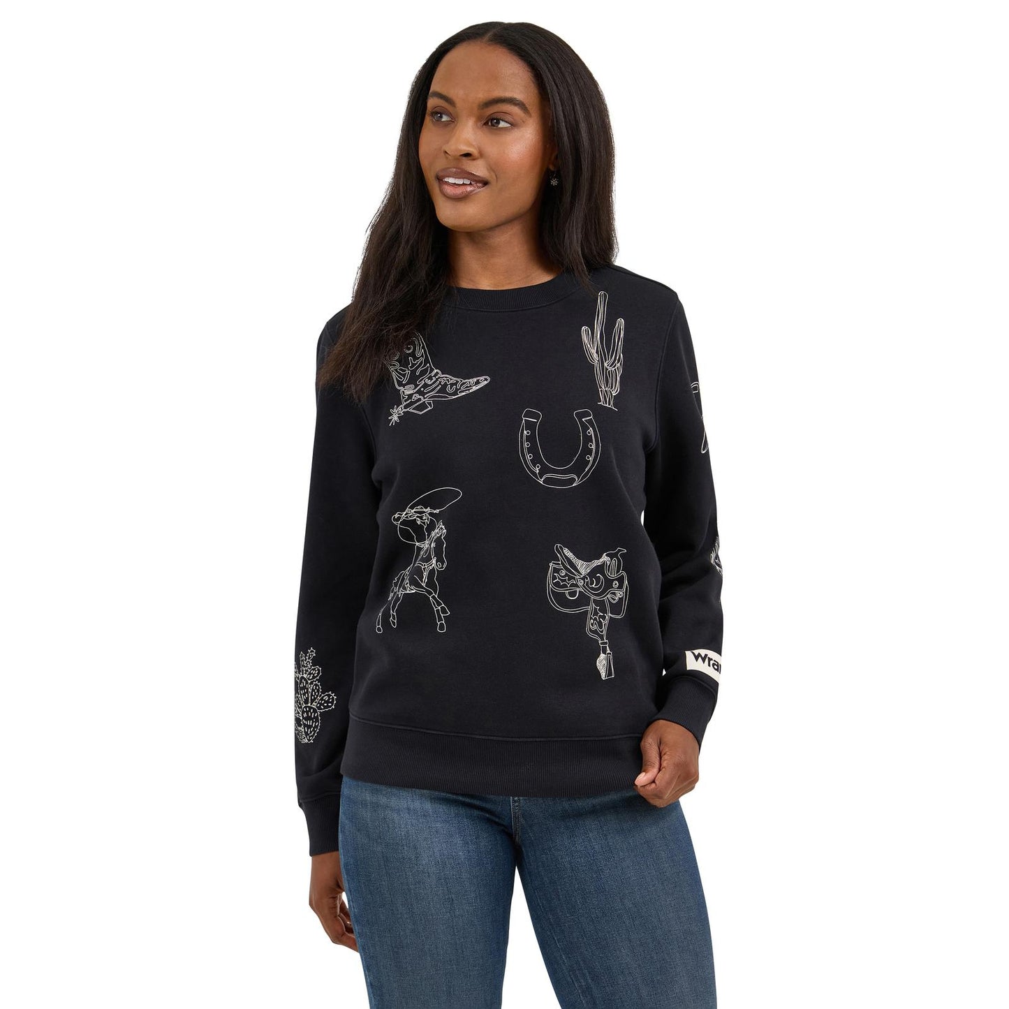 Wrangler Women Retro® Punchy Crew Sweatshirt - Black