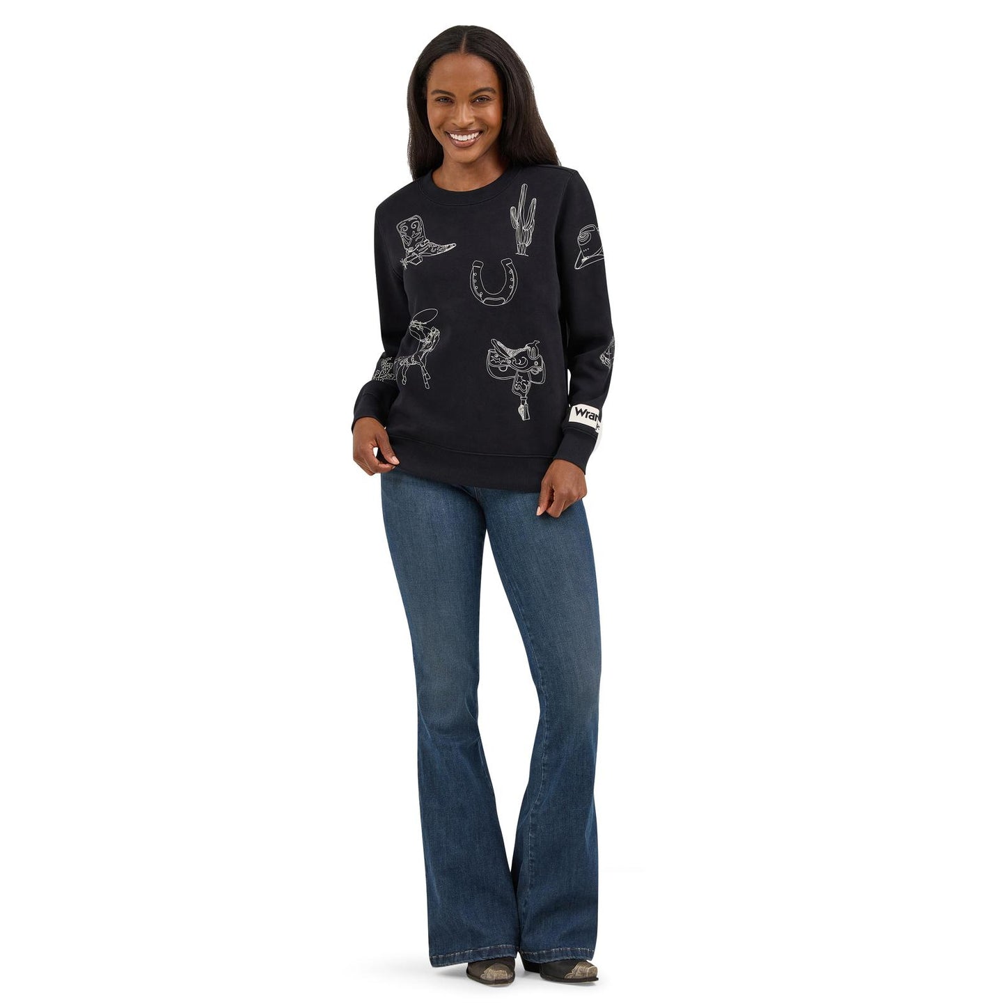 Wrangler Women Retro® Punchy Crew Sweatshirt - Black