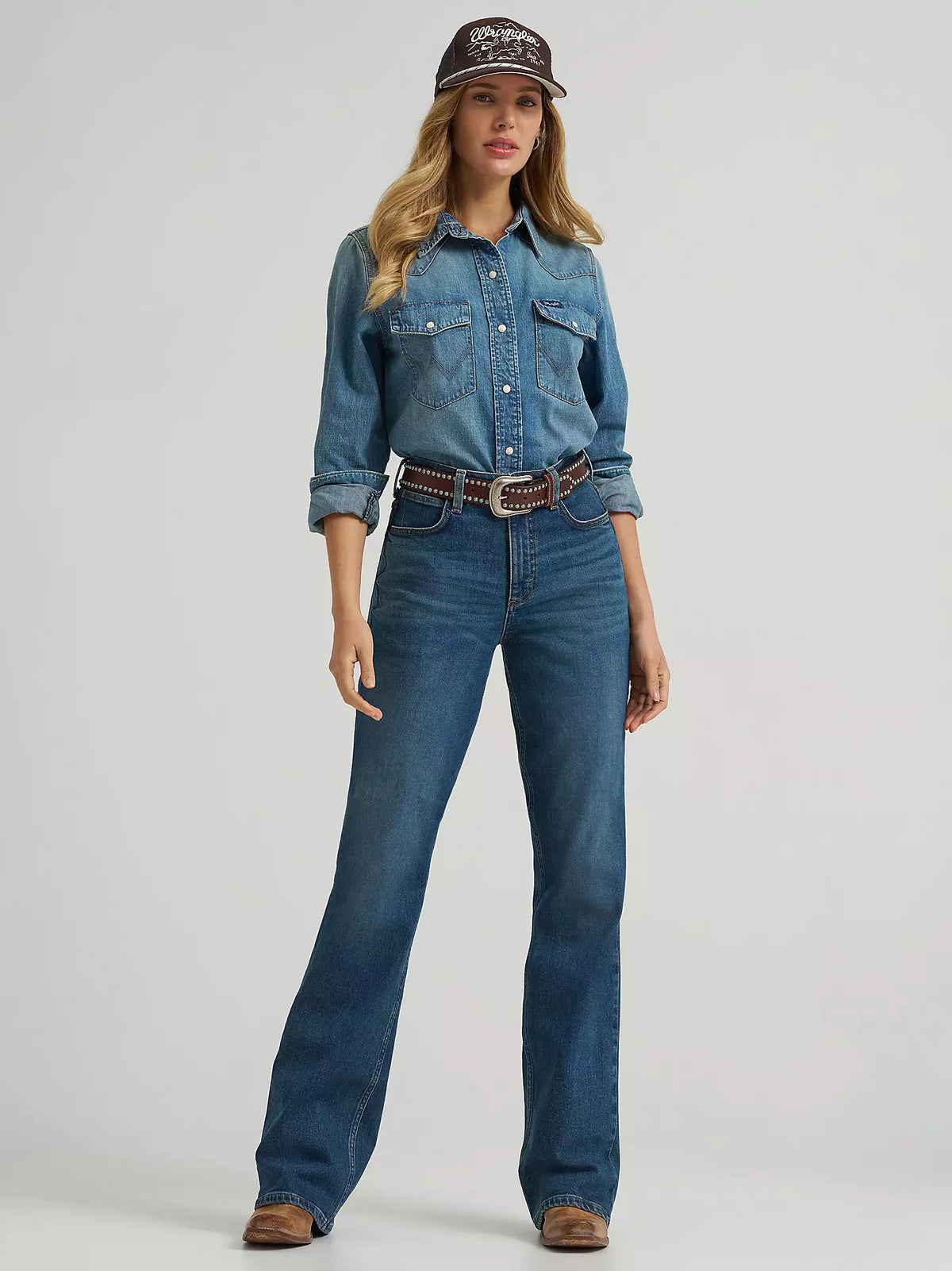 Wrangler® Iconic Western Snap Denim Shirt - Tinted Denim - 112373723
