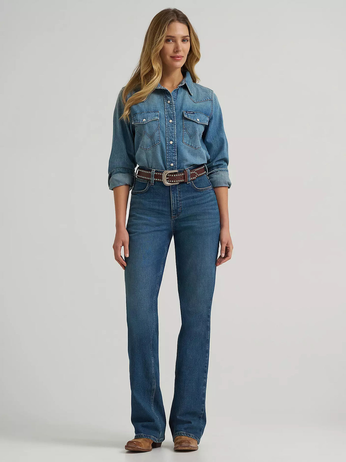 Wrangler® Iconic Western Snap Denim Shirt - Tinted Denim - 112373723