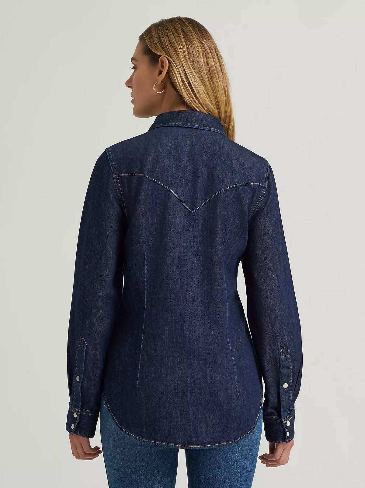 Wrangler® Iconic Western Snap Denim Shirt - Dark Denim - 112373724