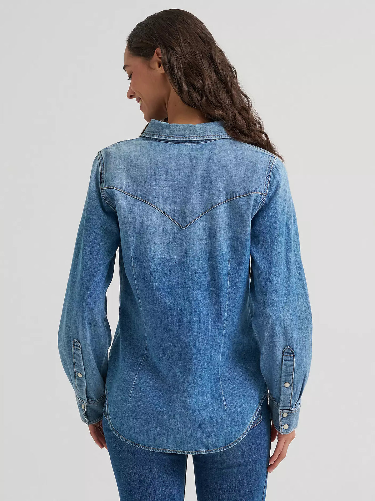 Wrangler® Iconic Western Snap Denim Shirt - Light Denim - 112373748