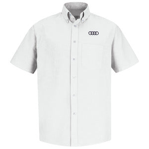 Audi Men's Short Sleeve Executive Oxford Dress Shirt-White