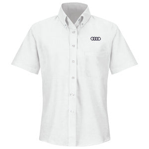 Audi® Women's Short Sleeve Executive Oxford Dress Shirt-White