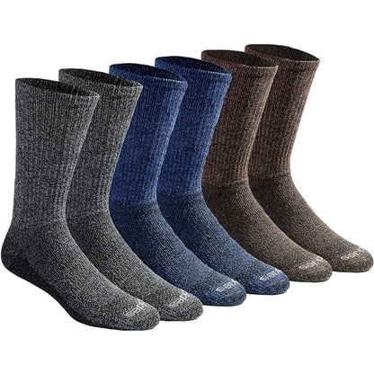 Dickies Men's 6 Packs Dri-Tech Moisture Control Crew Work Socks, Sizes 6-12