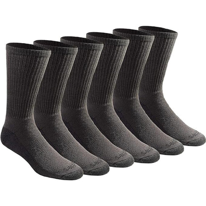 Dickies Men's 6 Packs Dri-Tech Moisture Control Crew Work Socks, Sizes 6-12