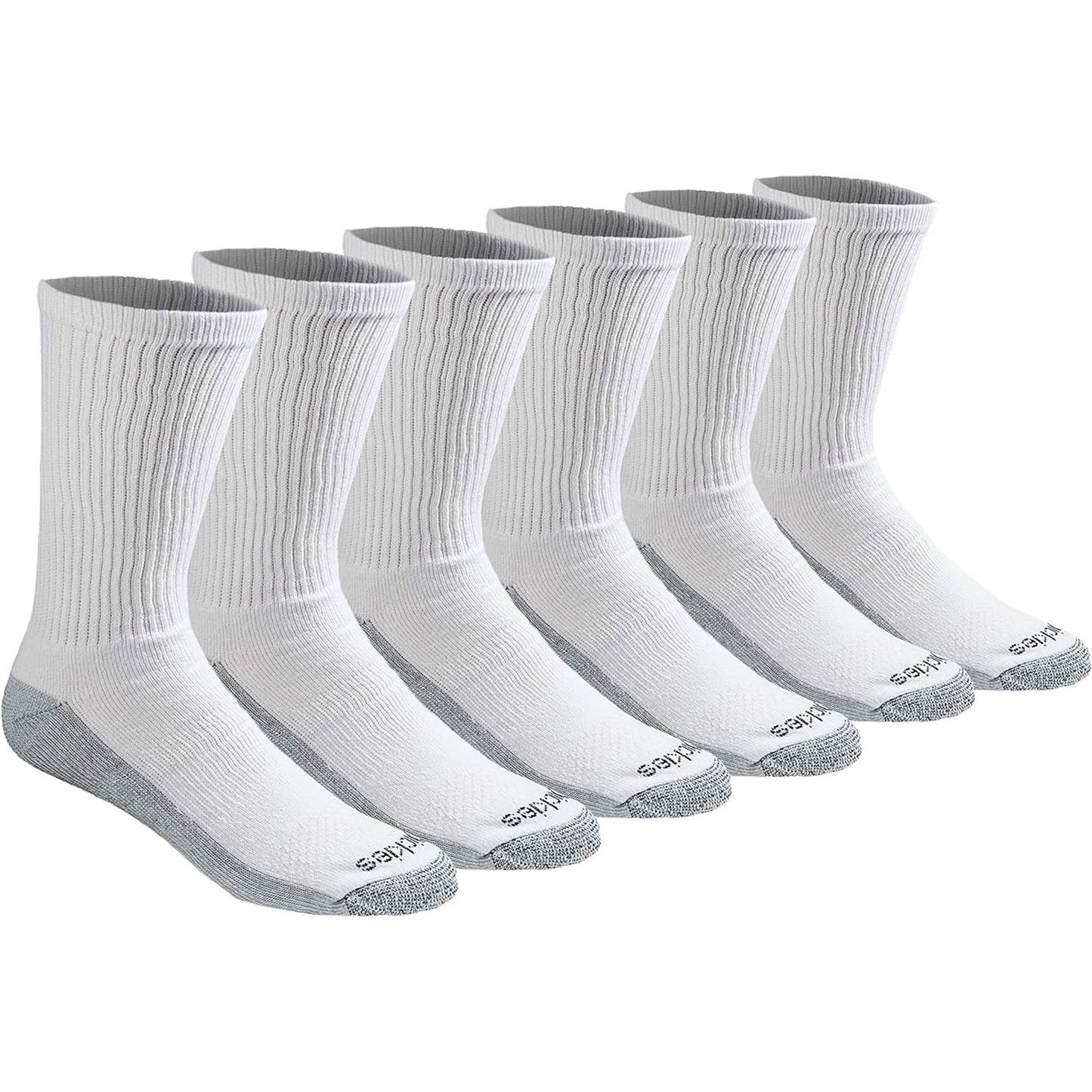 Dickies Men's 6 Packs Dri-Tech Moisture Control Crew Work Socks, Sizes 6-12