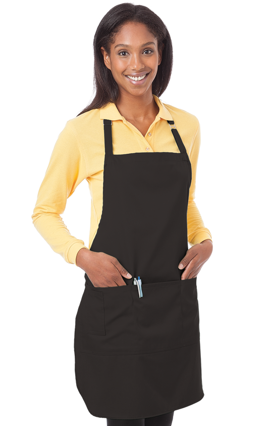 (6 Pieces) Blue Generation Scotchgard Treated Twill Bib Apron -6 Pieces  Black BG1270