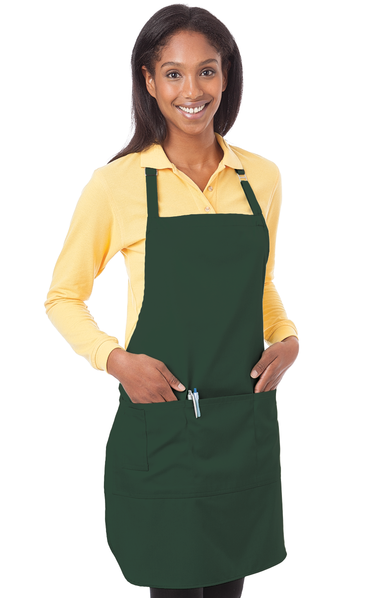 (6 Pieces) Blue Generation Scotchgard Treated Twill Bib Apron -6 Pieces  Black BG1270
