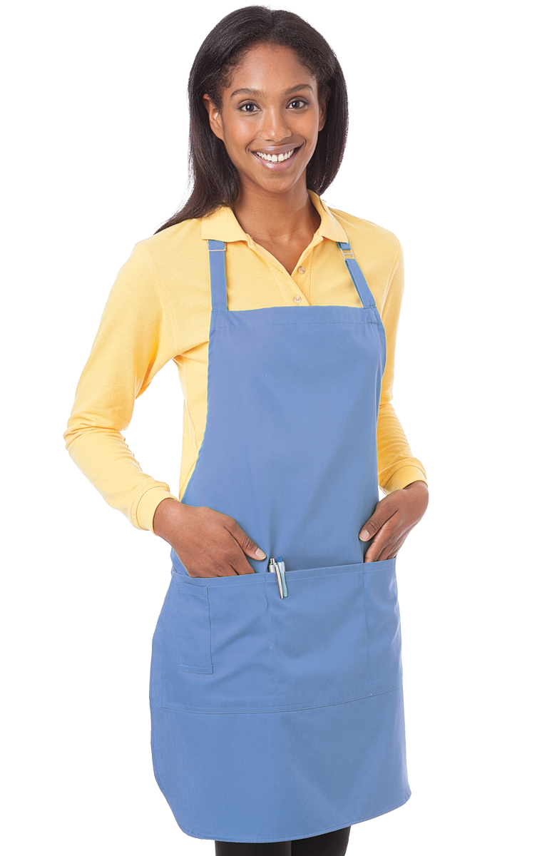(6 Pieces) Blue Generation Scotchgard Treated Twill Bib Apron -6 Pieces  Black BG1270