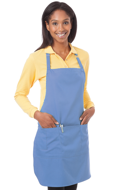 (6 Pieces) Blue Generation Scotchgard Treated Twill Bib Apron -6 Pieces  Black BG1270