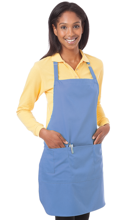 (6 Pieces) Blue Generation Scotchgard Treated Twill Bib Apron -6 Pieces  BG1270 -Light blue