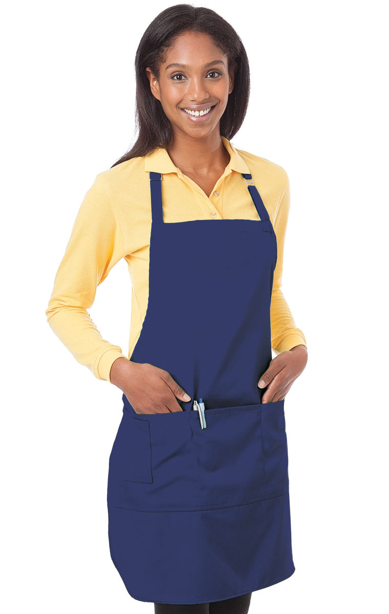 (6 Pieces) Blue Generation Scotchgard Treated Twill Bib Apron -6 Pieces  Black BG1270