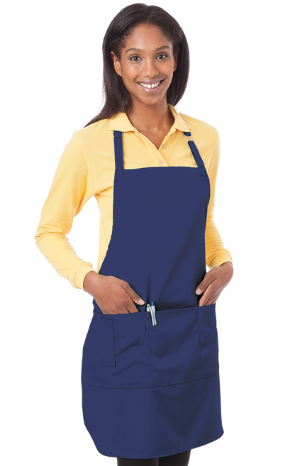 (6 Pieces) Blue Generation Scotchgard Treated Twill Bib Apron -6 Pieces  Black BG1270