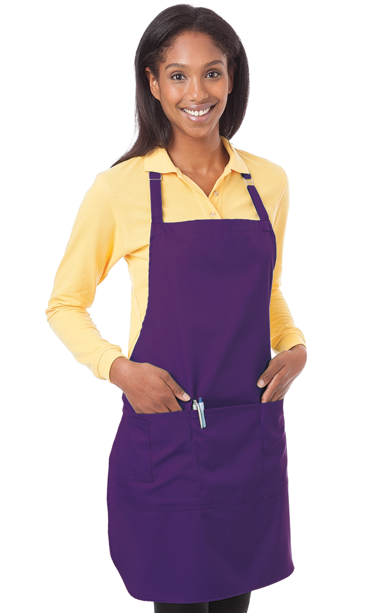 (6 Pieces) Blue Generation Scotchgard Treated Twill Bib Apron -6 Pieces  Black BG1270