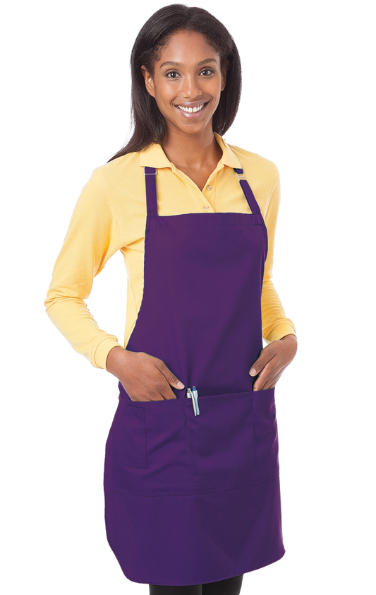 (6 Pieces) Blue Generation Scotchgard Treated Twill Bib Apron -6 Pieces  BG1270 -Purple
