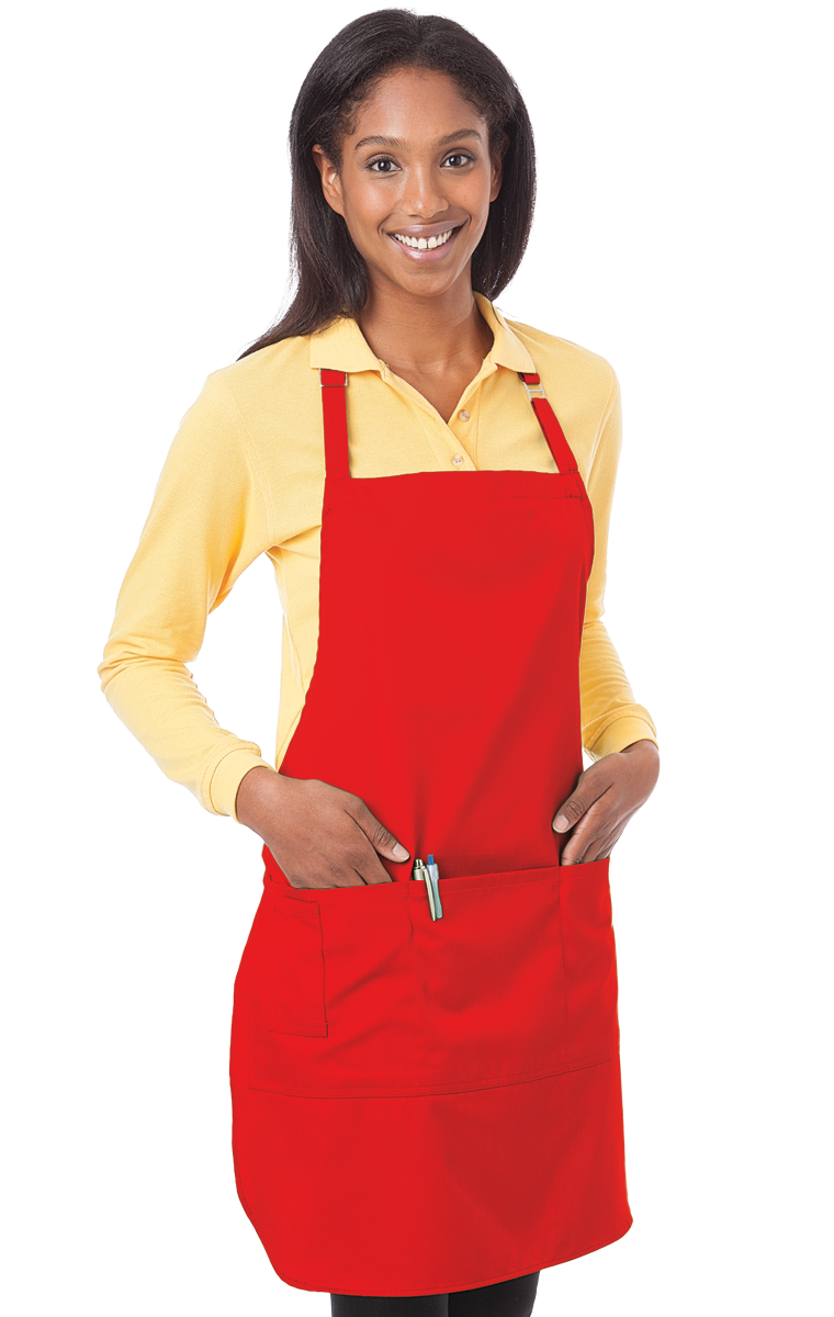 (6 Pieces) Blue Generation Scotchgard Treated Twill Bib Apron -6 Pieces  Black BG1270