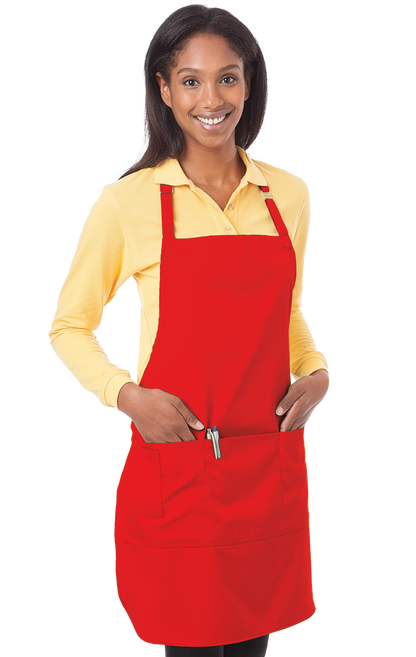 (6 Pieces) Blue Generation Scotchgard Treated Twill Bib Apron -6 Pieces  Black BG1270