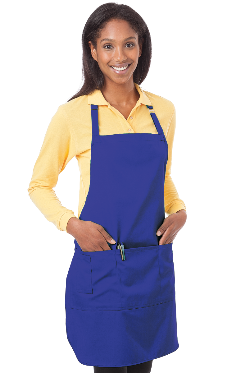 (6 Pieces) Blue Generation Scotchgard Treated Twill Bib Apron -6 Pieces  Black BG1270