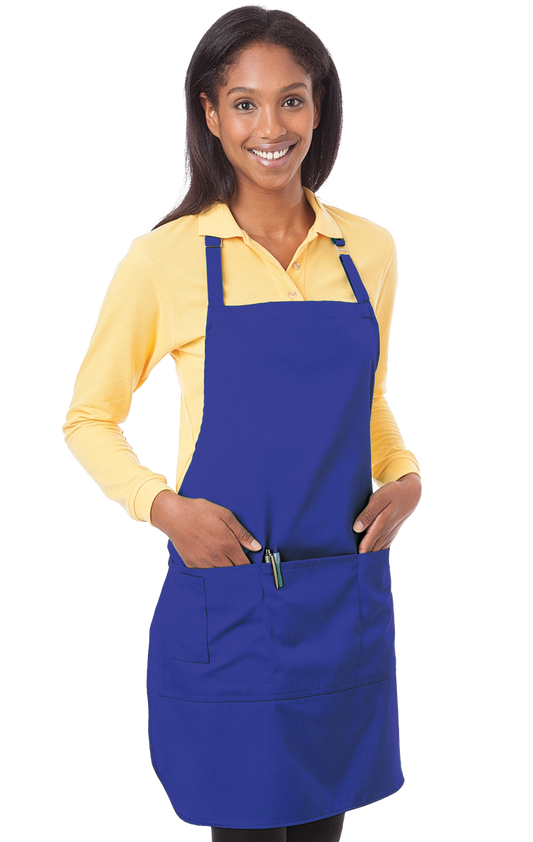 (6 Pieces) Blue Generation Scotchgard Treated Twill Bib Apron -6 Pieces  BG1270 -Royal