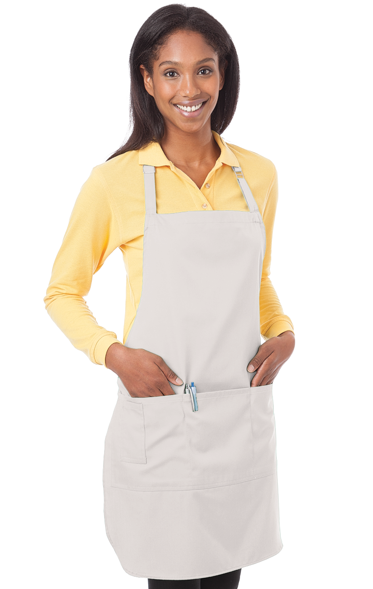 (6 Pieces) Blue Generation Scotchgard Treated Twill Bib Apron -6 Pieces  Black BG1270