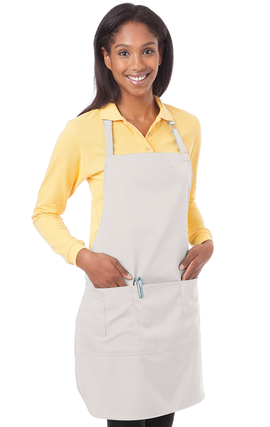 (6 Pieces) Blue Generation Scotchgard Treated Twill Bib Apron -6 Pieces  BG1270 -White