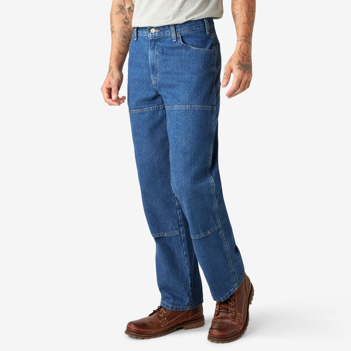 Dickies Relaxed Fit Double Knee Jeans - Stonewashed Indigo Blue