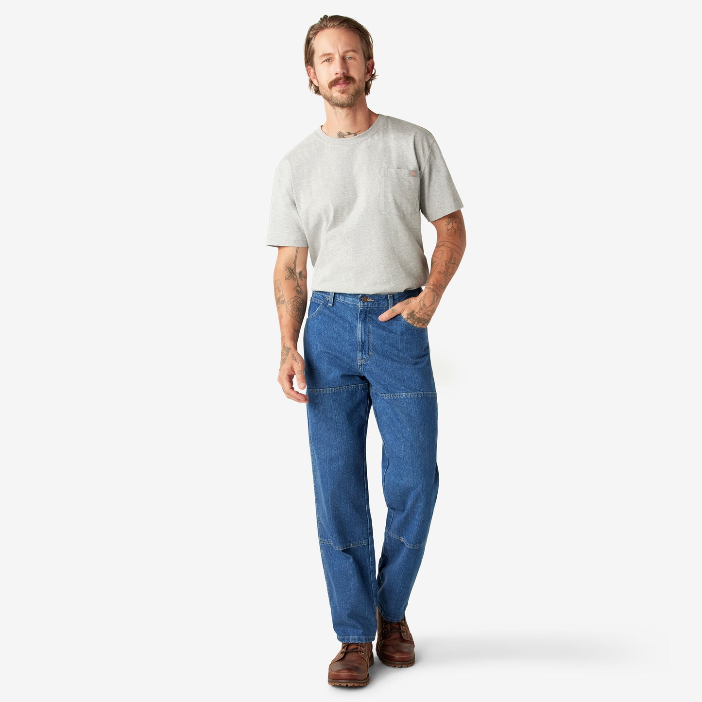 Dickies Relaxed Fit Double Knee Jeans - Stonewashed Indigo Blue