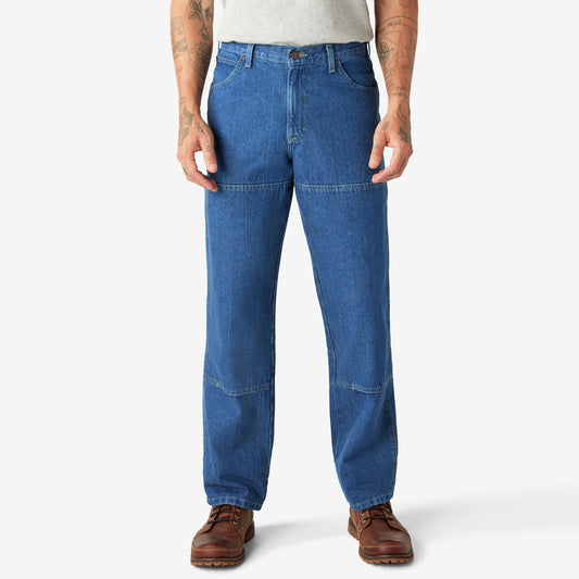 Dickies Relaxed Fit Double Knee Jeans - Stonewashed Indigo Blue