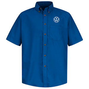 Volkswagen® Mens Short Sleeve Poplin Dress Shirt - 	Left Chest: Royal VW