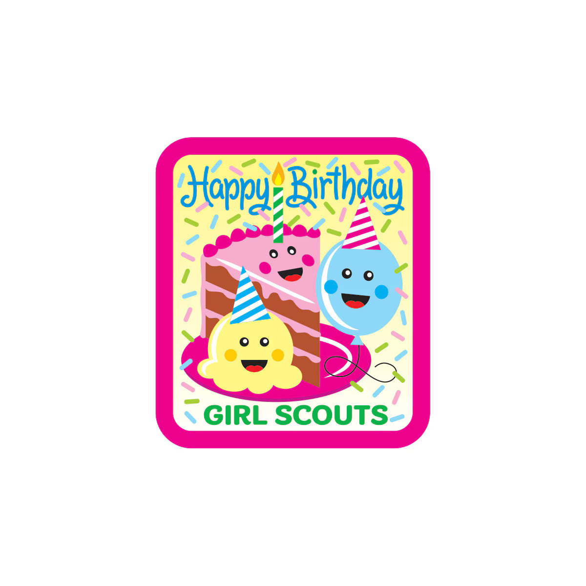 Girl Scouts Happy Birthday Cake And Balloons Sew-On Patch