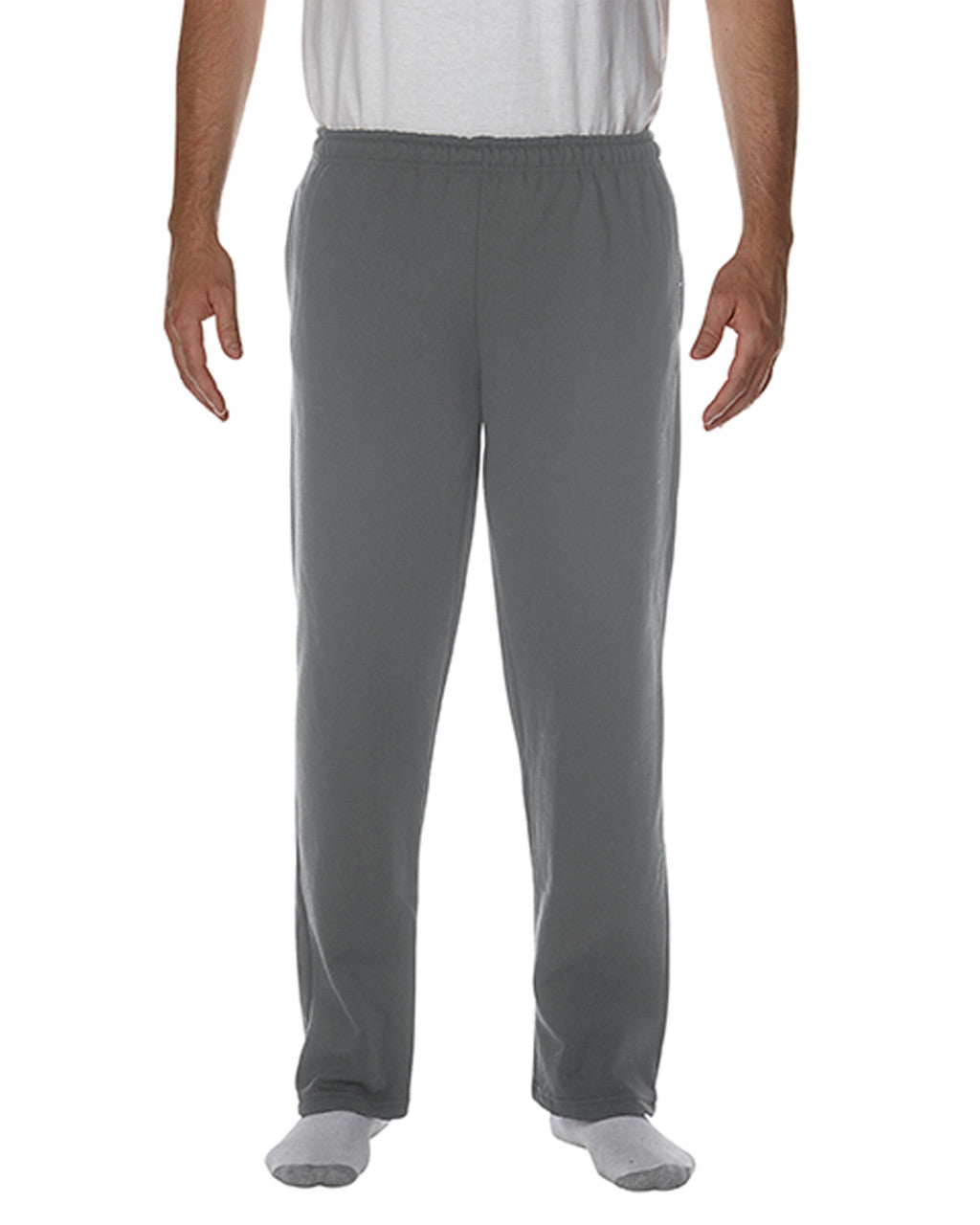 Gildan Men's Fleece Open Bottom Sweatpants with Pockets, Dark Heather