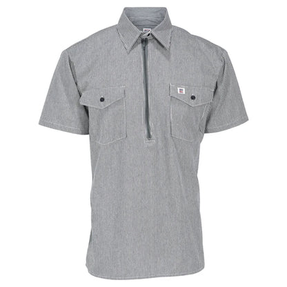 Big Bill Short-Sleeve Hickory Stripe Shirt with Half-Zip