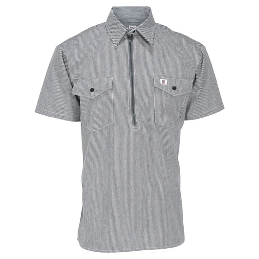 Big Bill Short-Sleeve Hickory Stripe Shirt with Half-Zip