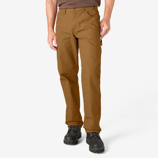 Dickies Relaxed Fit Heavyweight Duck Carpenter Pants - Rinsed Brown Duck