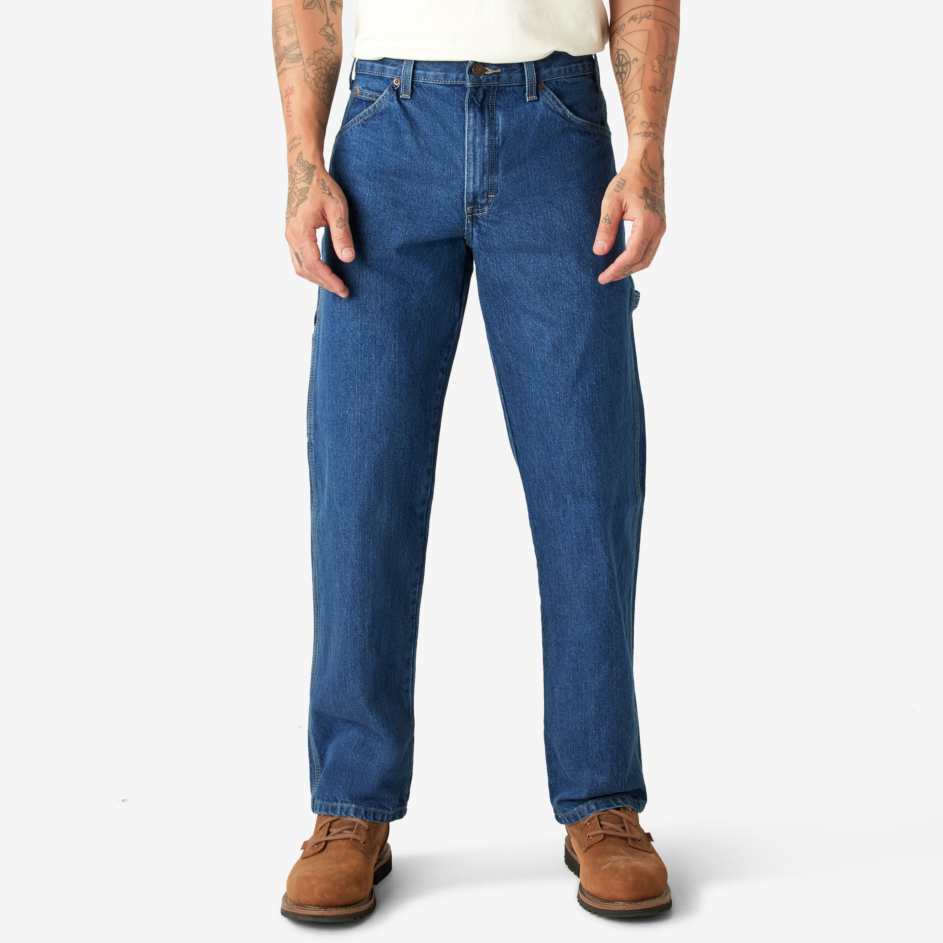 Dickies Men's Relaxed Fit Carpenter Pants, Stonewashed Indigo Blue