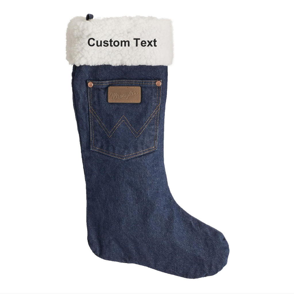 Custom Embroidered Wrangler Denim Christmas Stocking Sherpa - Prewashed