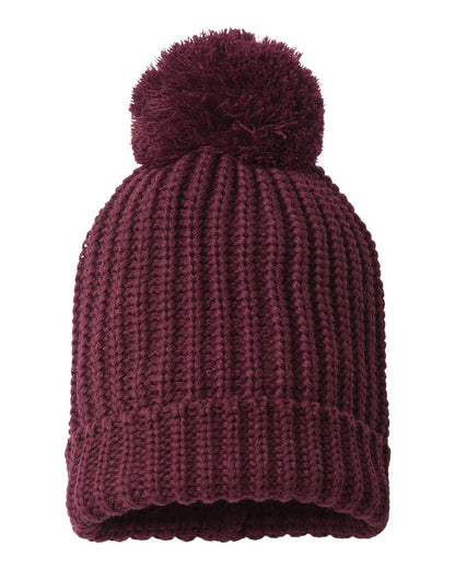 Richardson - Chunky Cable with Cuff & Pom Beanie - 143R